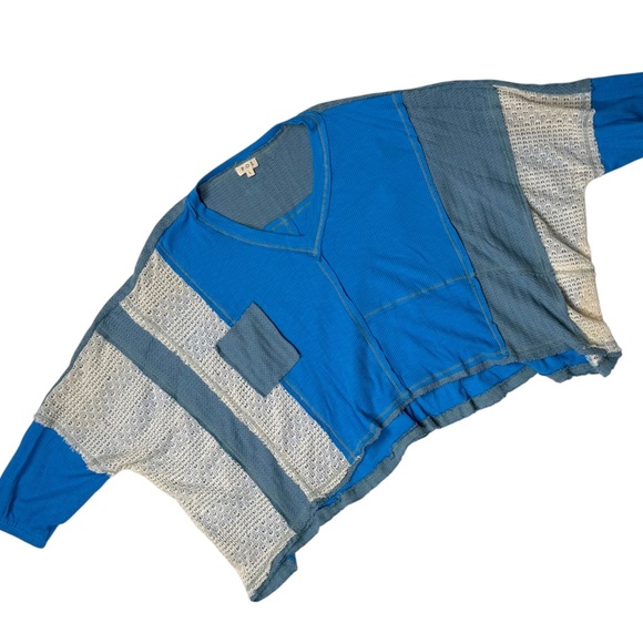 NWOT POL Mixed Media Boho Patchwork Blouse - Picture 5 of 9